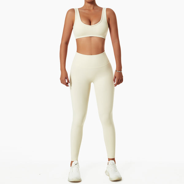 Wholesale Sports removable chest pad high waist three piece yoga pants  set(size run small) HA001362 