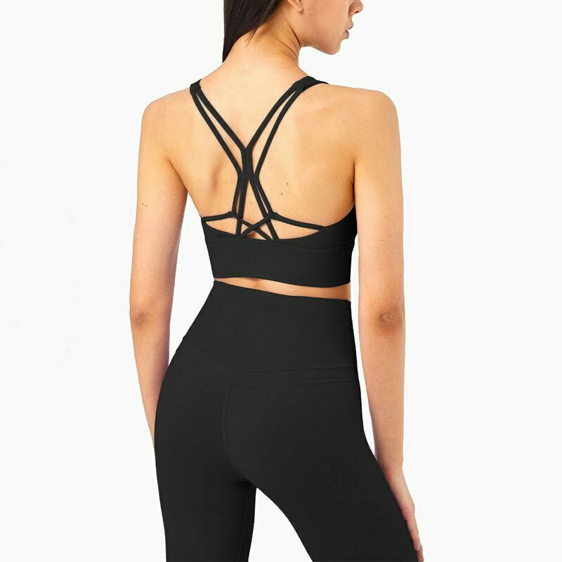 wholesale Cross Back Yoga Bra Sports Top Sexy V Collar – YOGADEPT
