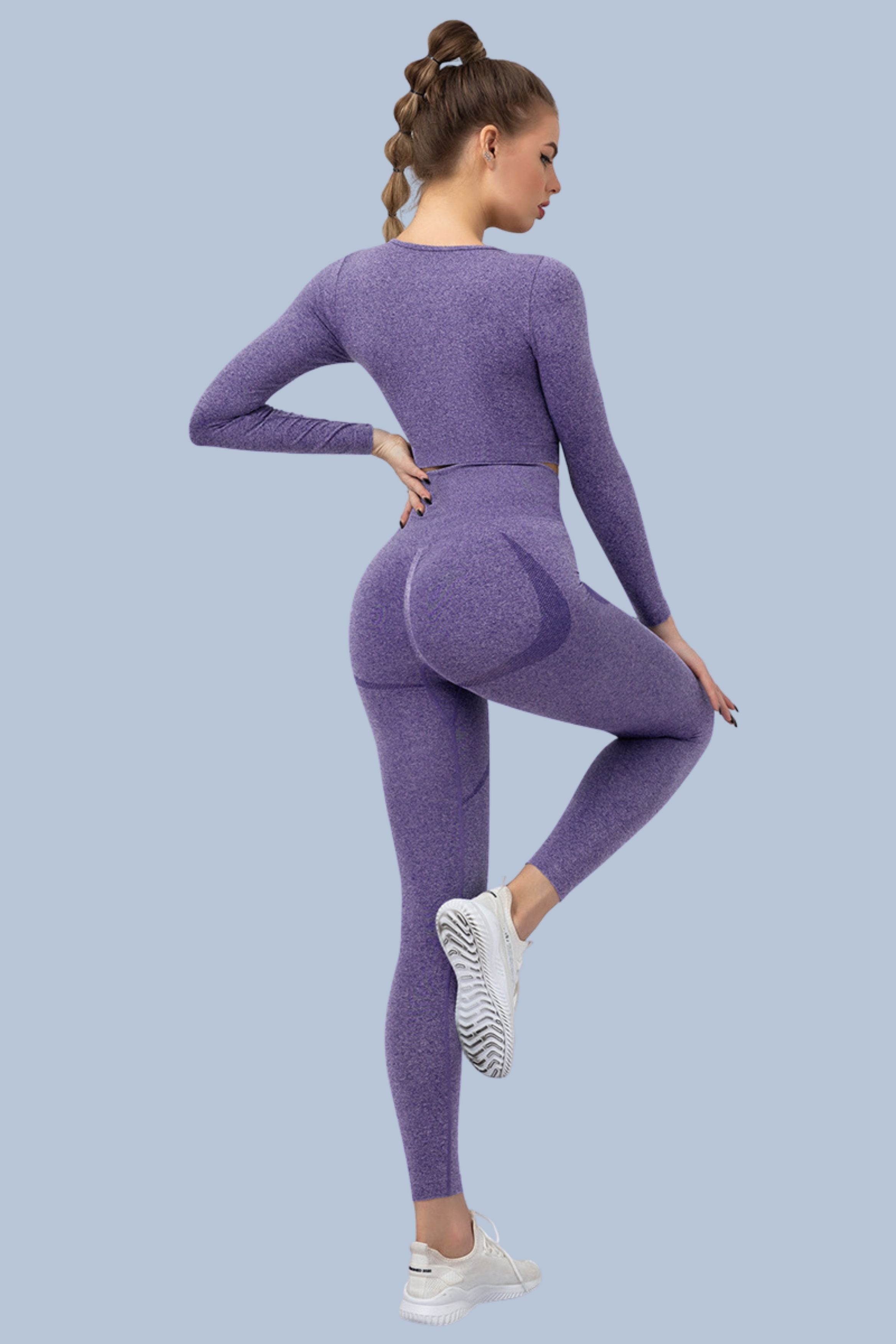Lilac Seamless Yoga Set Workout Set Active Wear Leggings Set High