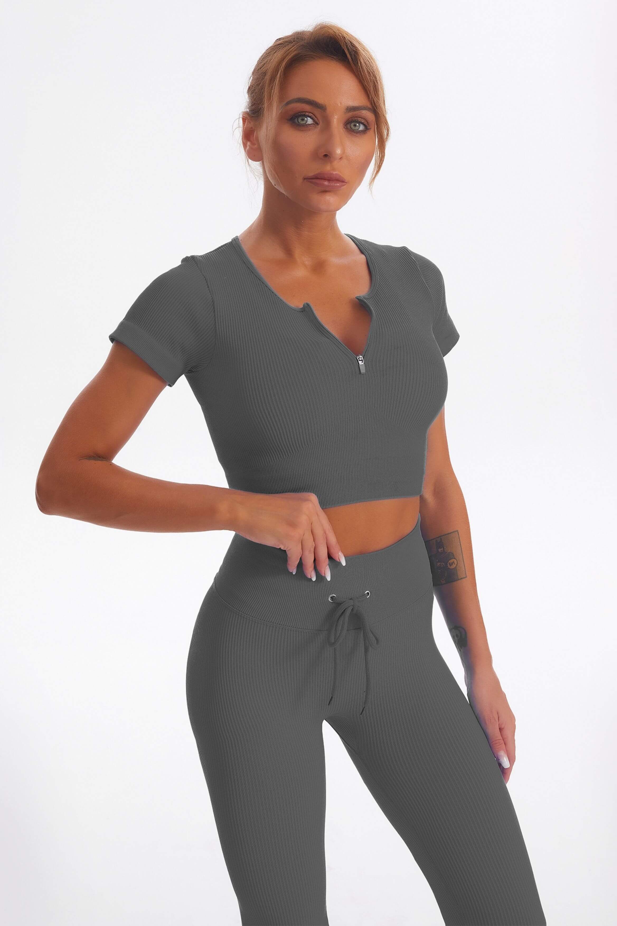 Grey And Charcoal Two Pack Washed Rib Seamless High Waist, 54% OFF