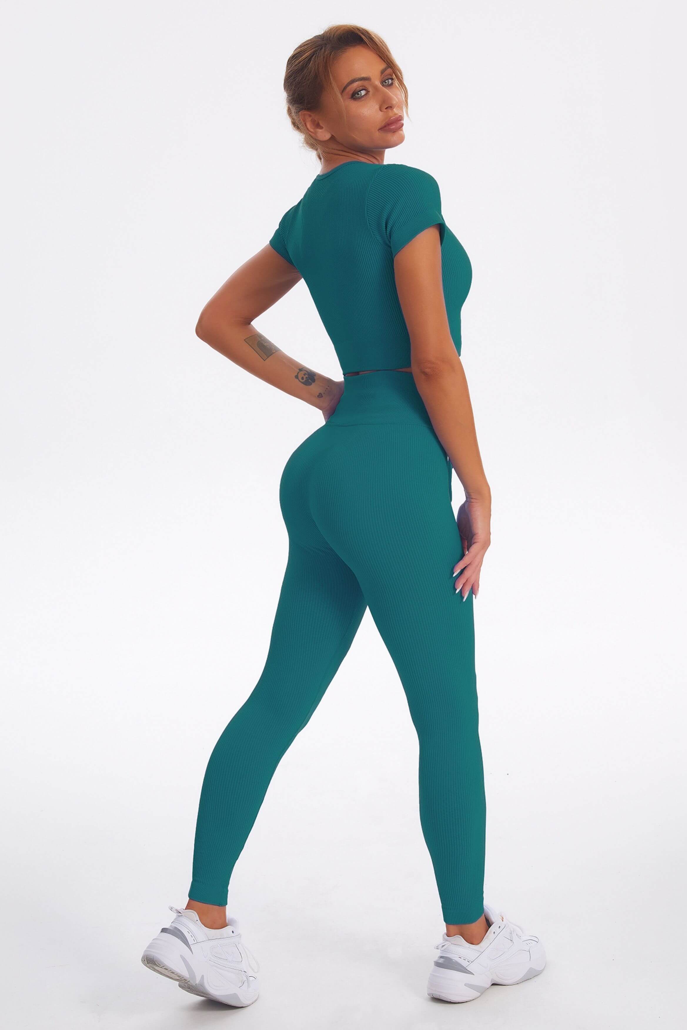 Buscando Ribbed Matching Workout Sets for Women 2 Piece Seamless